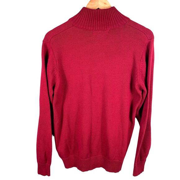 US Polo Assn Men SZ S Red 1/4 Zip Mock Neck Cotton Pullover Long Sleeves Sweater - Picture 2 of 11
